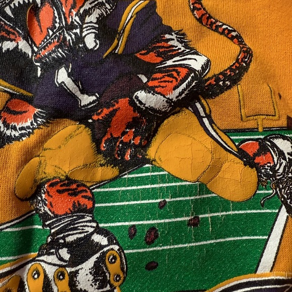 Vintage LSU Tigers Sweatshirt Tultex Extra Large XL Yellow College Football - Picture 5 of 7